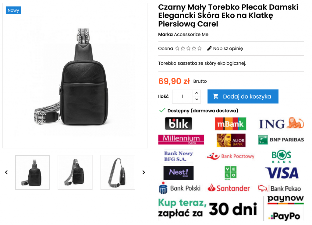 Mały Torebko Plecak Damski Elegancki Skóra Eko na Klatkę Piersiową Carel