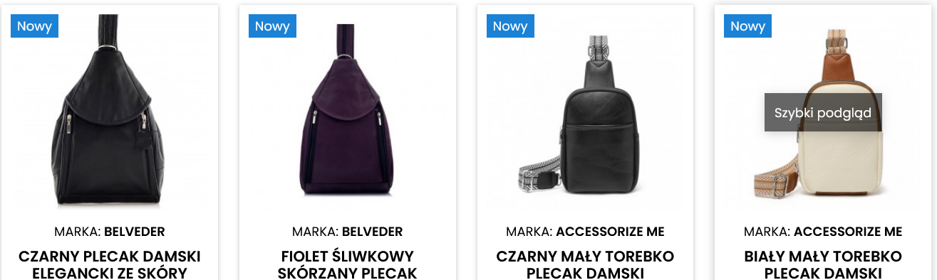 na jedno ramię eleganckie plecaki